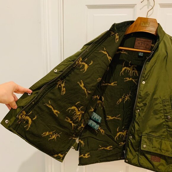 Lauren RL Ralph Lauren Vest Womens Medium Green Hunting Dog Print - Picture 4 of 12